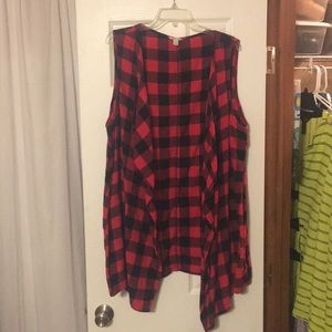 Red buffalo plaid handkerchief vest